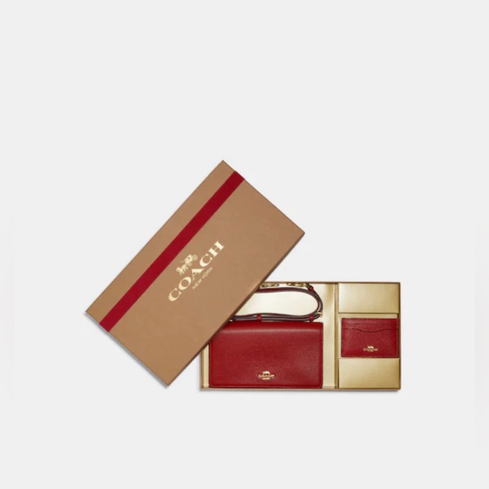 Coach Boxed Anna Foldover Clutch Crossbody And Card Case Set - Brand New Sealed